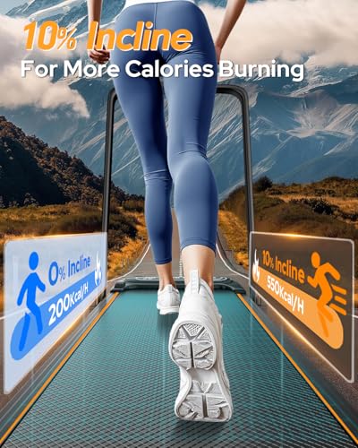 Image of Foldable Treadmill with 10% Incline, Upgrade 3.5HP Low Noise Walking Pad Treadmill with Handle Bar, Trisomy 4 in 1 Portable Under Desk Treadmills for Home /Office, 350Lbs Capacity, APP & Remote Control