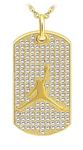 Feilok Herren Ketten Hundemarken Edelstahl Herren Halskette mit Anhänger Basketball Spielen Dog Tag Erkennungsmarke für Männer