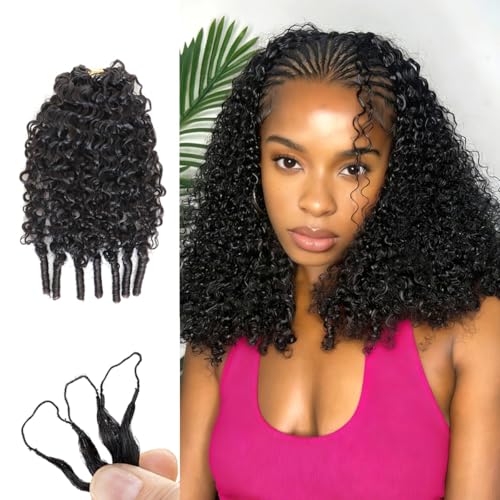 Human Crochet Hair for Black Women 60g Burmese Curly Crochet Human Hair Knotless PreSeparated Feather Crochet Human Hair Invisible Reusable Lightweight Hair Extensions 14 Inch Natural Black