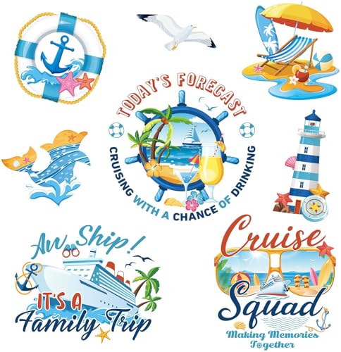 PHOGARY Family Cruise Door Decorations Magnetic, 8pcs Family Trip Cruise Magnets for Door Decoration, Funny Rudder Glow Magnets for Carnival Ship Cabin Metal Doors
