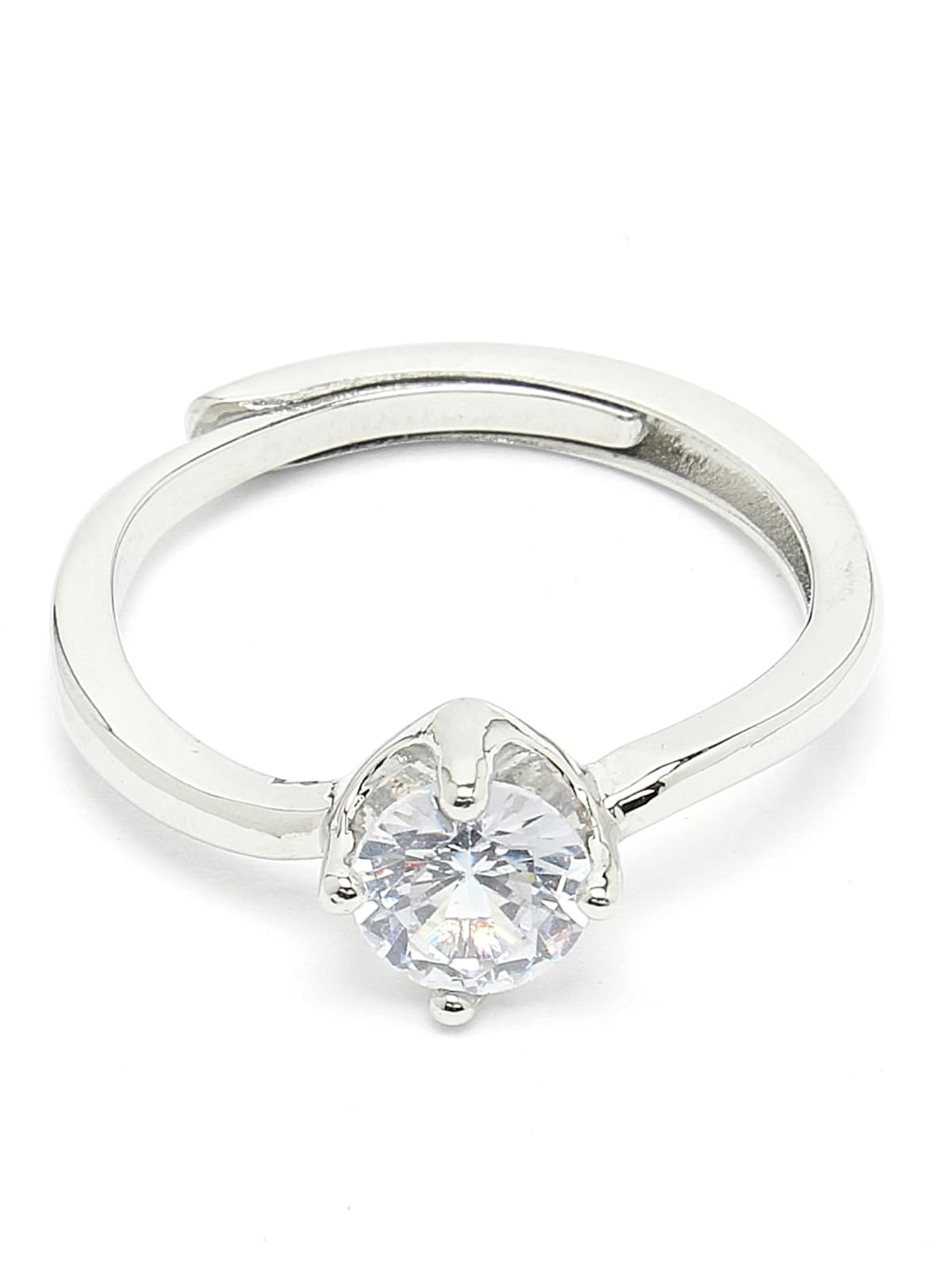 Stylish Rhodium Plated Solitaire Ring for Valentine Collection