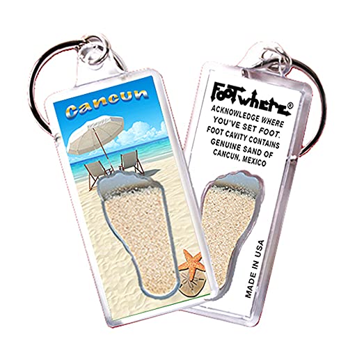 FootWhere Cancun Keychain (CNC102- Shells). Authentic destination souvenir acknowledging where