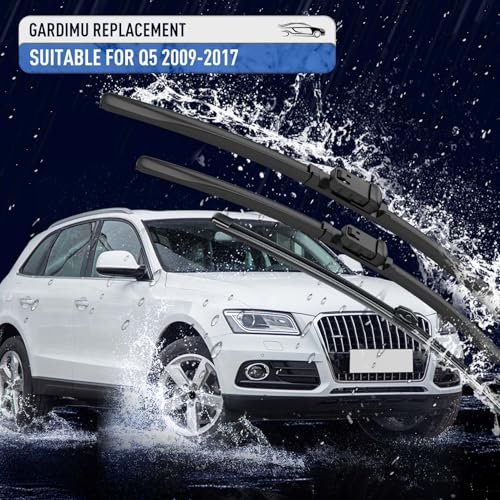 Image of Front and Rear Windshield Wipers for Audi Q5 2009-2017 for Car Window | Quiet and Streak-Free Front and Back Wiper Blades Assembly All-Season OEM Automotive Replacement Accessories