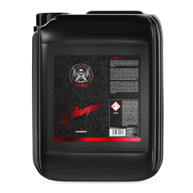 RRCustoms Bad Boys Autoshampoo mit COLA DUFT - stark schäumendes Autoshampoo löst gründlich Schmutz - pH-Neutraler Autoreiniger - effektive KFZ Reinigung - 5 Liter