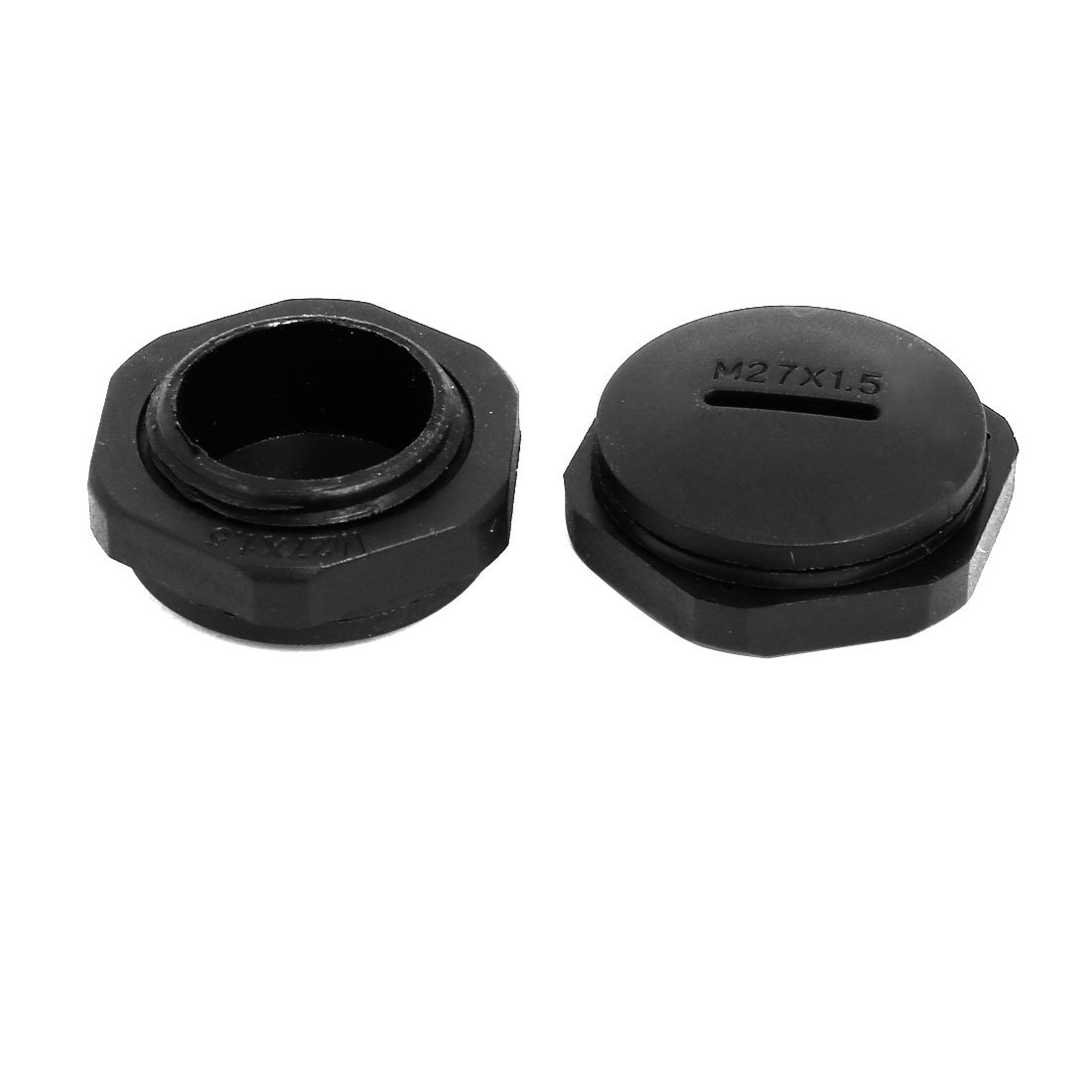 Aexit M27x1.5mm Nylon Transmission Male Threaded Cable Gland Screw End Cap Cover Black 5pcs