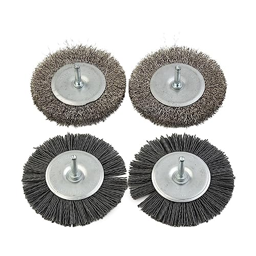 4 Pack Twist Knot Wire Brush/Wheel 100 mm for Lawn Mower, Joint Cleaner Tool Against Weeds for Sidewalks, Terraces, Driveways(Without Lawn Mower)
