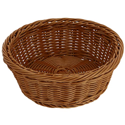 Countertop Pantry Baskets Willow Basket Round Rattan Tray Hand Woven Fruit Basket Wicker Ottoman Tray Serving Platter for Breakfast Drinks Snack Bread Coffee Brown Bread Basket