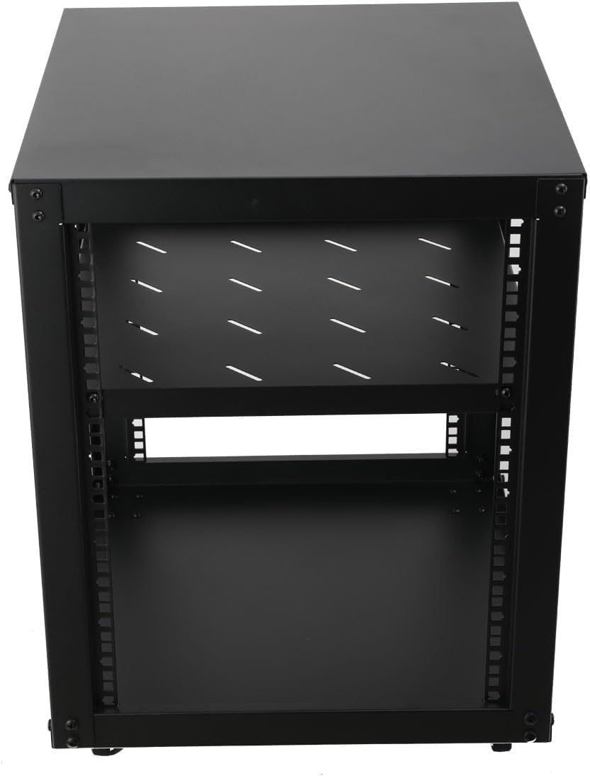 Rack de Servidor de Marco Abierto de 12U, Rack Móvil de Marco Abierto de 4 Columnas para Servidores, Rack de Red de 19 Pulgadas con Ruedas