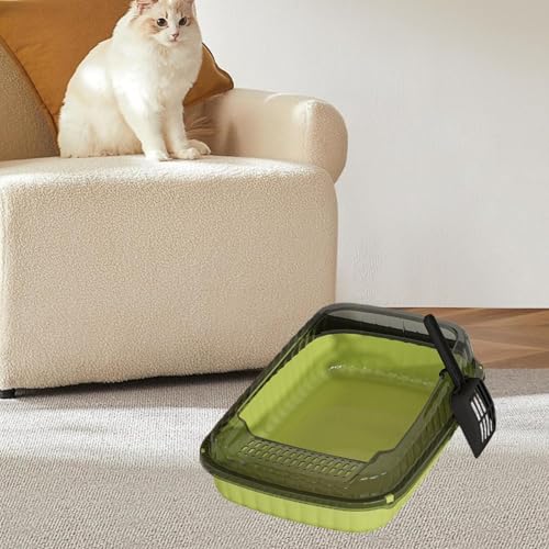 Arenero abierto para gatos con lados altos, verde miniatura 2