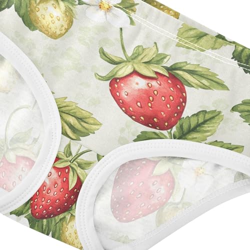 Wusikd Strawberries Girls' Underwear Cotton Watercolor Girls Briefs Soft Toddler Underwear 2T4