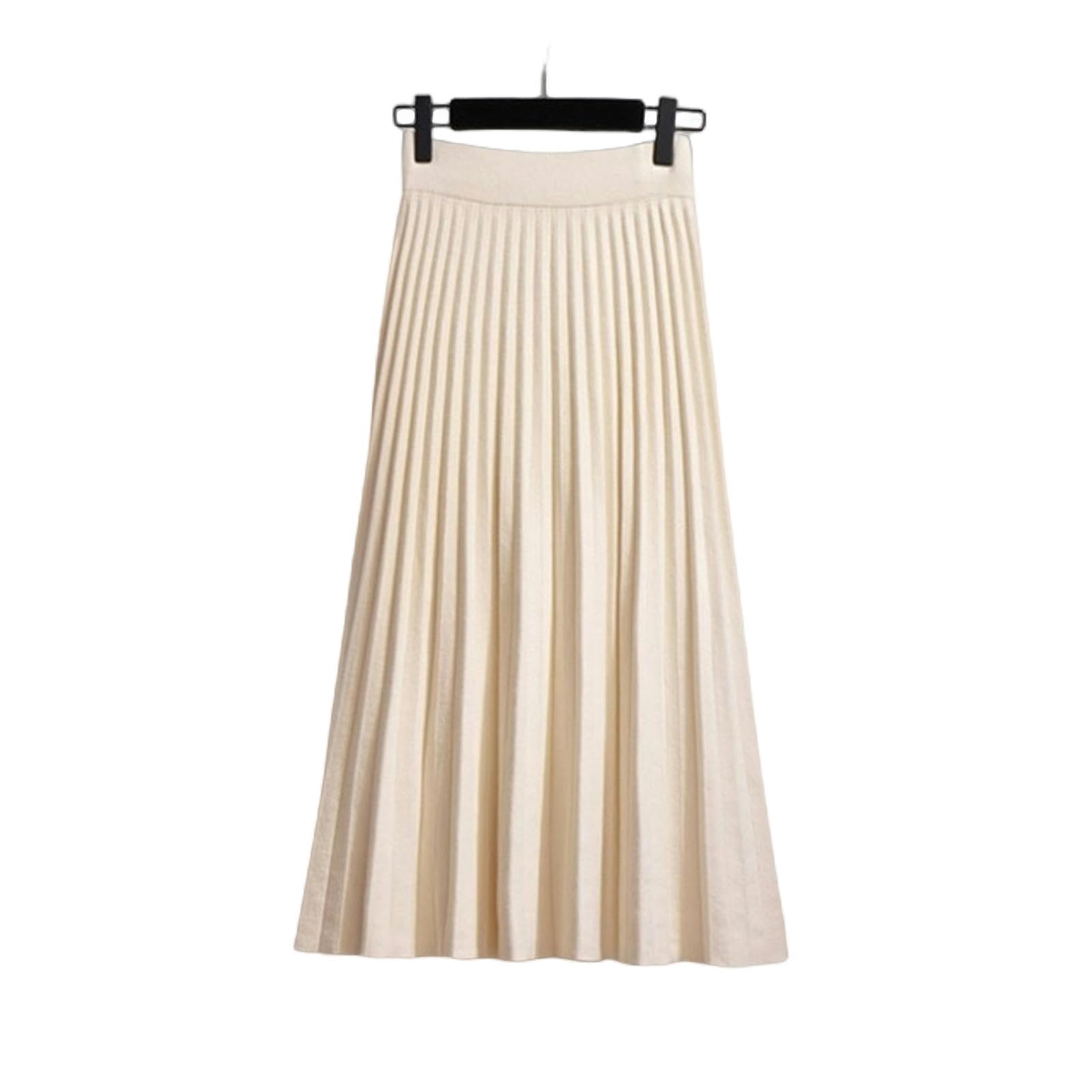 TEidea Gonna Jeans Donna Maxi Gonna Nera Lavorata A Vita Alta, Gonna Midi Plissettata Autunno E Inverno in Bianco E Nero
