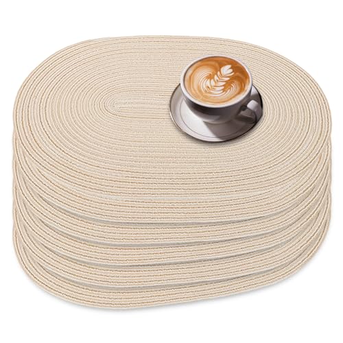 Juego de manteles de Mantenimiento de 6.8x17.7 '' Hilo de algodón de algodón Resistente al Calor Los Placas ovales Tejidas ovales fáciles de Limpiar y almacenar esteras de Lugar Anti-Deslizamiento pa