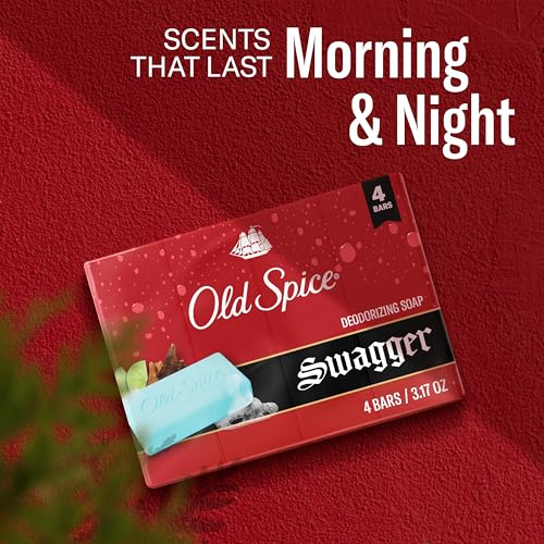 Image of Old Spice Bar Soap for Men, Refreshing Clean to Wash Away Dirt & Odor, Cleansing Formula, Long-Lasting & Confidence-Boosting Fragrance, Swagger with Lime + Cedarwood Scent, 3.17 oz (Pack of 4)
