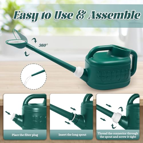 Image of 1 Gallon Watering Can, Garden Watering Can Outdoor, Plant Water Can with Removable Long Spout and Stainless Steel Sprinkler Head, Plastic Indoor Watering Cans for Gardening Flower Plants