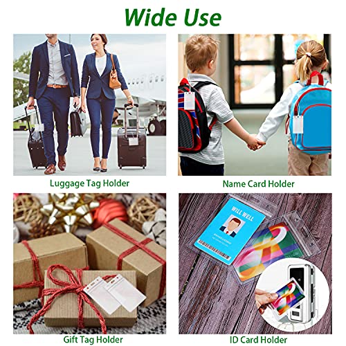 Clear Luggage Tags Bag Tag Holder Identification Id Card Badge Holder With Clear Luggage Tag Loop Straps (12) #TOP6