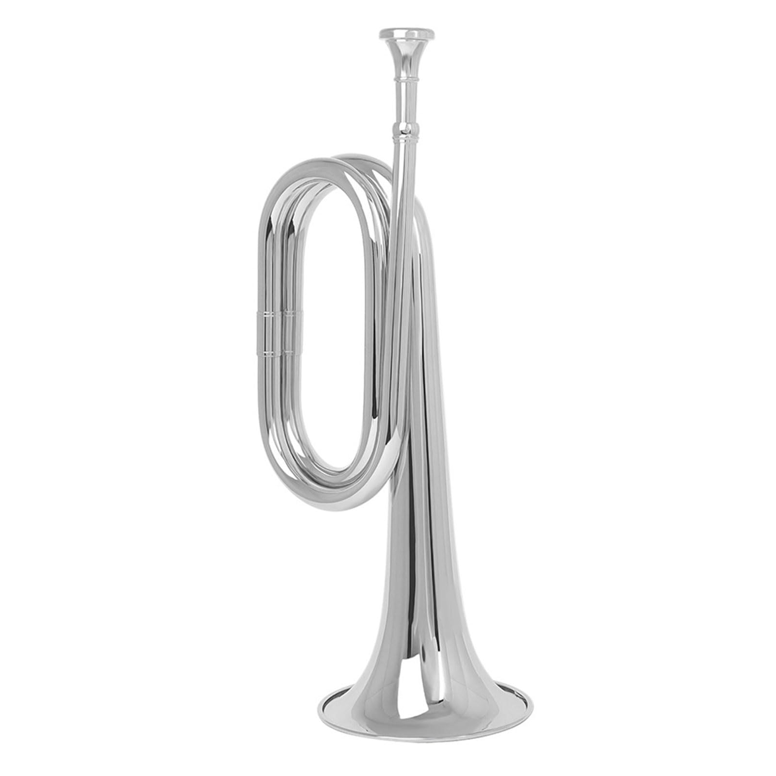 C Key Corneta con boquilla, juego de instrumentos de latón plateado con guantes y paño de limpieza para ceremonias escolares, práctica de banda y uso de apertura