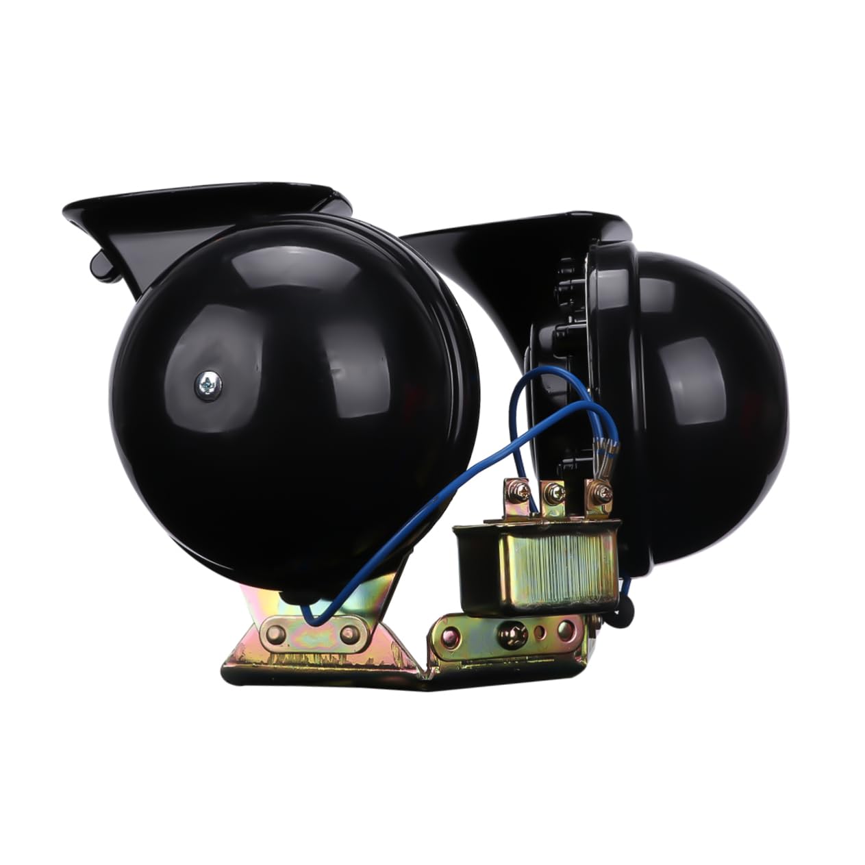 Bocina 12v de Caracol Doble Tono para Coche y Moto, 2 Piezas Negras de Cobre, Sonido Fuerte y Función de Aviso para Camión