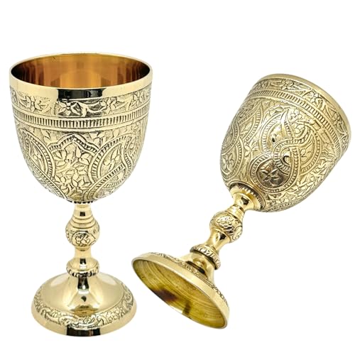 Treasure Lords Solid Brass Chalice Goblet Vintage Roman Wine