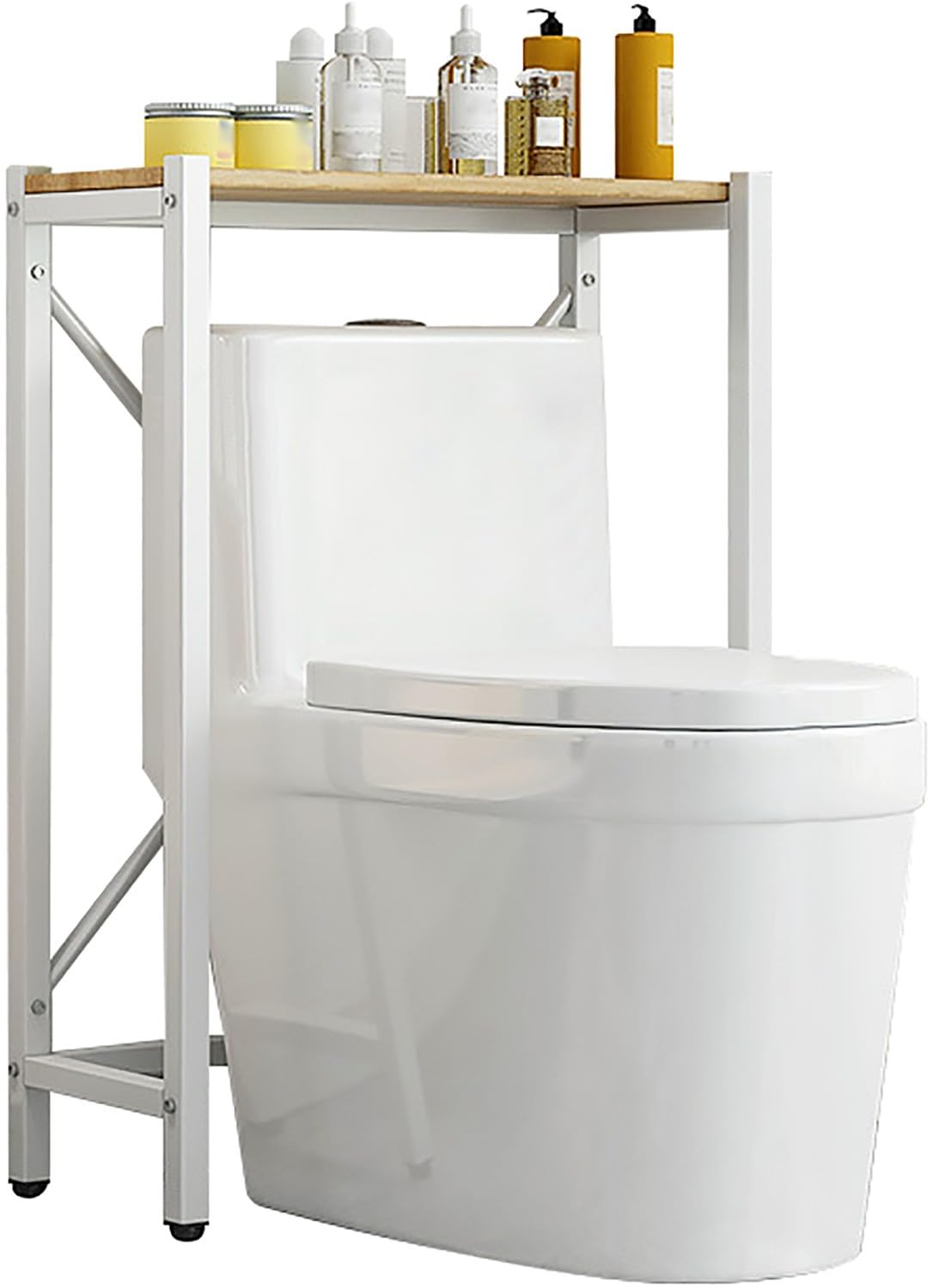 QKBMFK Washing Machine Storage Rack Space-Saving Bathroom Storage Rack Above The Toilet, Multi-Functional,Bearing Strong, Storage Rack with Adjustable Non-Slip Feet White-C-1 Layer
