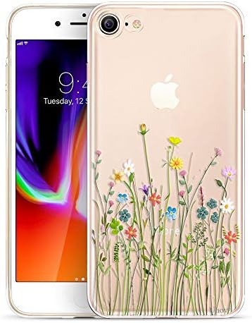 Unov Case for iPhone SE (2022) iPhone SE (2020) iPhone 8 iPhone 7 Case Clear with Design Embossed Floral Pattern TPU Soft Bumper Shock Absorption Slim Protective 4.7 Inch (Flower Bouquet)