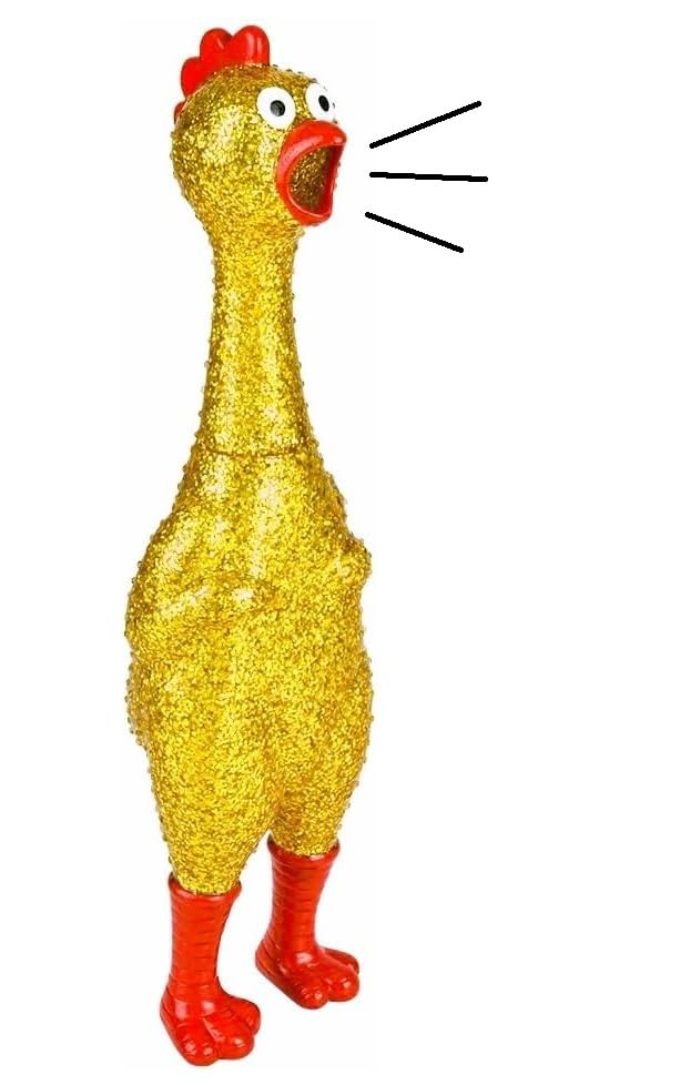 Large 13.5 Sparkle Glitter Rubber Squeeze Chicken with a Long Funny Squeaky Sound (Gold - Silver) Glitter Shiny Funny Gag Prank Chicken Prop (1 Gold Chicken)