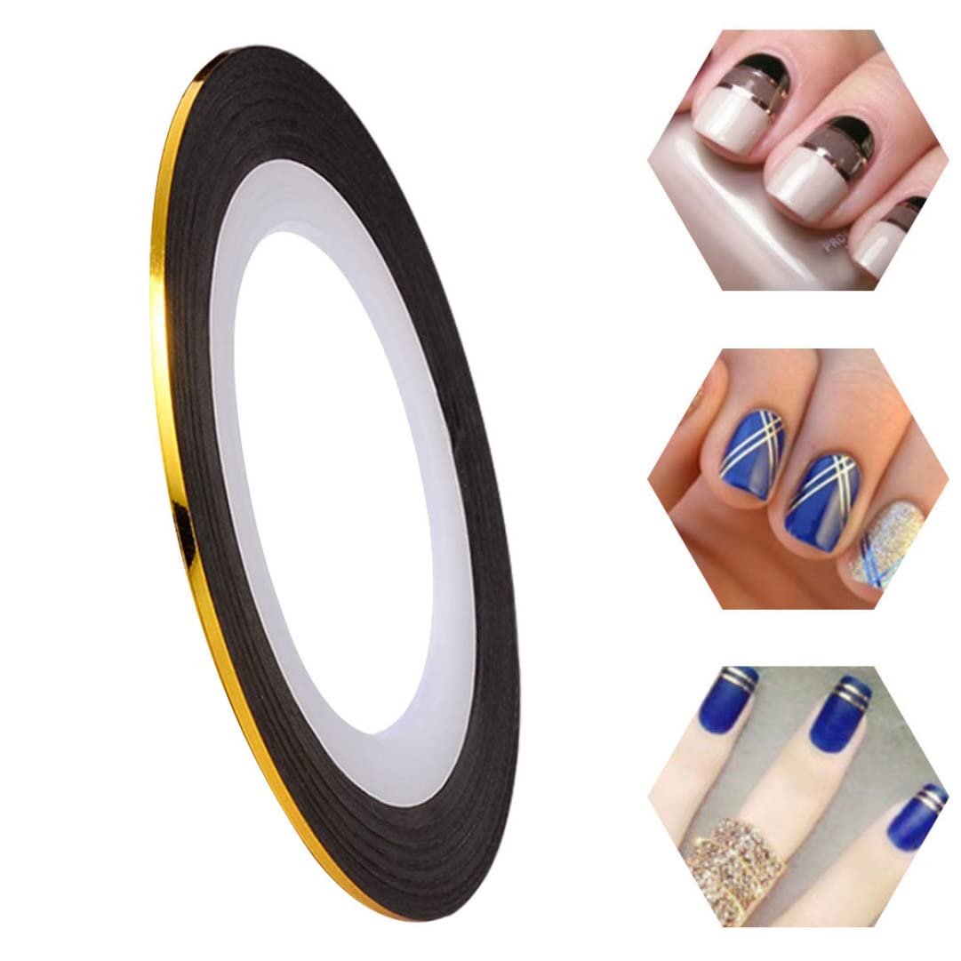 Ruban à rayures doré pour ongles, autocollants adhésifs pour ligne de décoration d'art d'ongle, bandes précises pour manucure de salon professionnel, facile à appliquer