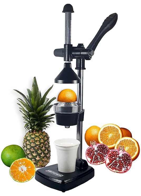 Image of Aluminium Manual Citrus Fruit Juicer, Cold Press Hand Juicer and Squeezer for Fruits and Vegetables, Black, Made in India