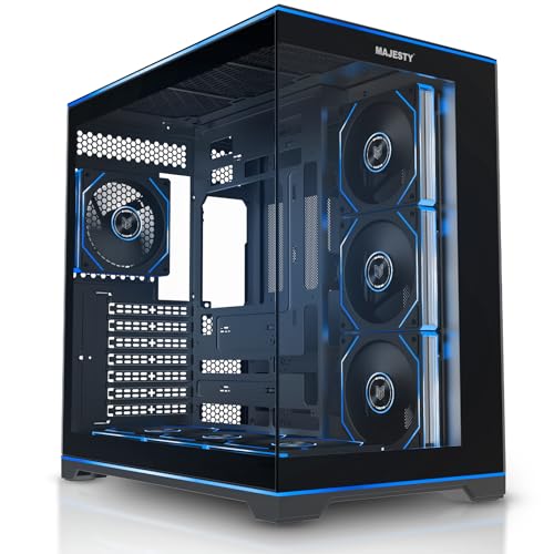 Majesty Orion Mid-Tower PC Case | 7 x 120mm Infinity ARGB Fans | ATX Support | 360mm Water Cooler Support | Type-C & 2x USB 3.0 Ports | Back-Connect Design | RGB Ambient Lighting | Black