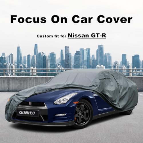 Image of GUNHYI Premium Car Cover Custom Fit Nissan GT-R, 16 Layers Heavy Duty Car Cover Waterproof All Weather with Zipper Door for Sun Rain Snow Dust Uv Protection