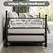 IDEALHOUSE Twin Daybed with Trundle, Metal Trundle Bed, Sofa Bed Frame, Heavy Duty Metal Slats, for Living Room, Bedroom, Guest Room, Space Saving, Black