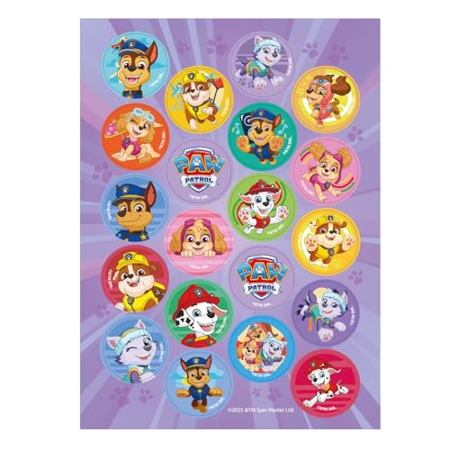 Dekozauber24 20x Paw Patrol Essbare Muffin Deko zum Auflegen 20 Stück vegetarische Tortendeko zum Geburtstag ohne Zuckerzusatz für Muffins Cupcakes und Torten