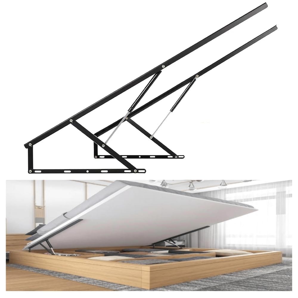 Hydraulic Bed Lift Spring Fitting - Black| 152 CM Steel Bed Lift Mechanism with Gas Spring Shocker | 150 KG Load Capacity for Bed Storage, Sofa Cum Bed & Wooden Bed Furniture-image-27