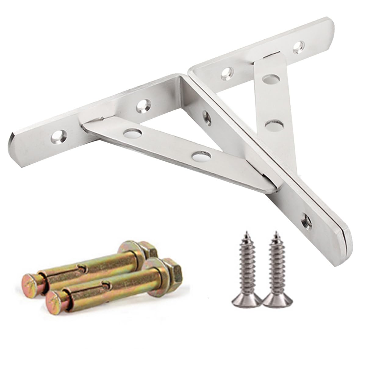 2X Escuadras for Estanterías Grande 40cm 35cm 30cm 25cm 20cm 15cm Triangulares De Montaje En Pared Soportes for Estantes Pesados, 4MM Espesor Acero Inoxidable(400x250mm(15.5 x 10 Inch))