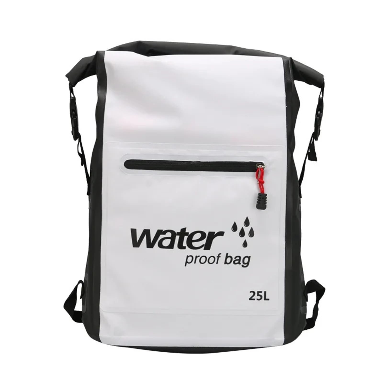 Trockensäcke Für Boote Wasserdichter Trockensack- 25L PVC Schwimmen wasserdichte Trockentasche Doppel Riemen Rafting Sport Kajak Kanu Tasche Reise Kit Rucksack Lagerung(White)
