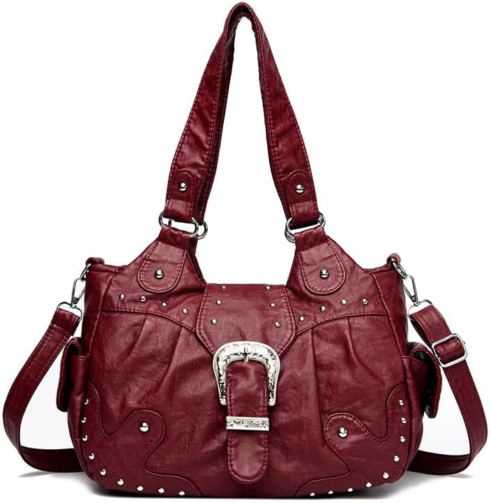 Women Handbag Vintage Style Soft PU Leather Ladies Casual Large Capacity Shoulder Crossbody Bag Travel Sac