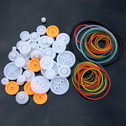 Bluemoona 84 Pcs - Pulley combination Modulus Plastic Gears Kits Pulley Belt Shaft Robot Motor bevel Set Worm Crown DIY