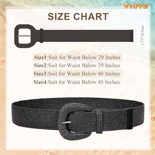 WHIPPY 3 Packs Women Straw Woven Elastic Stretch Waist Belts Fashion Boho Braided Skinny Ladies Dress Belt4