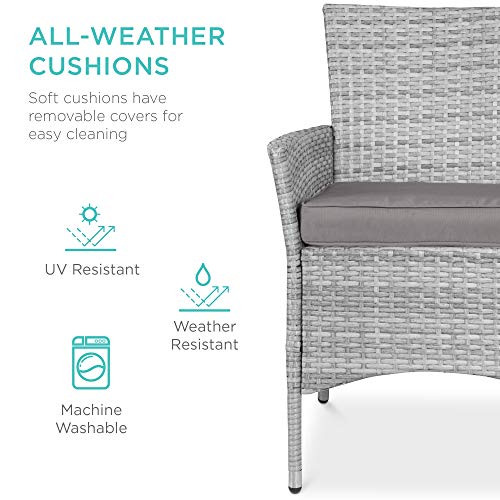 Best Choice Products SKY5823 5-Piece Indoor Outdoor Wicker Dining Set Furniture For Patio, Backyard W/Square Glass Tabletop, Umbrella Cutout thumb #3