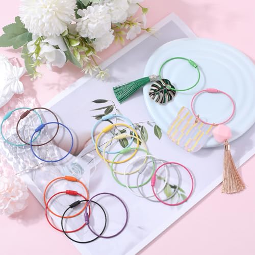 Image of SUNNYCLUE Stainless Steel Loops Wire Keychain Cable Large Key Rings Key Chain for Luggage Tags Key Tags Keyrings Kitchen