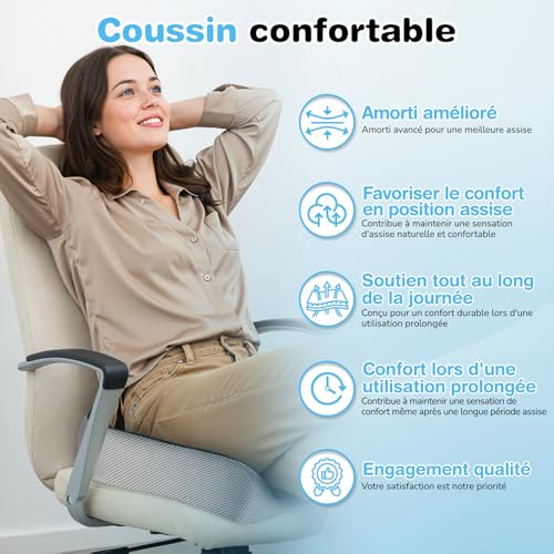 POOTACK Coussin Chaise Bureau - Coussin Assise en Mousse Mémoire – vue 3