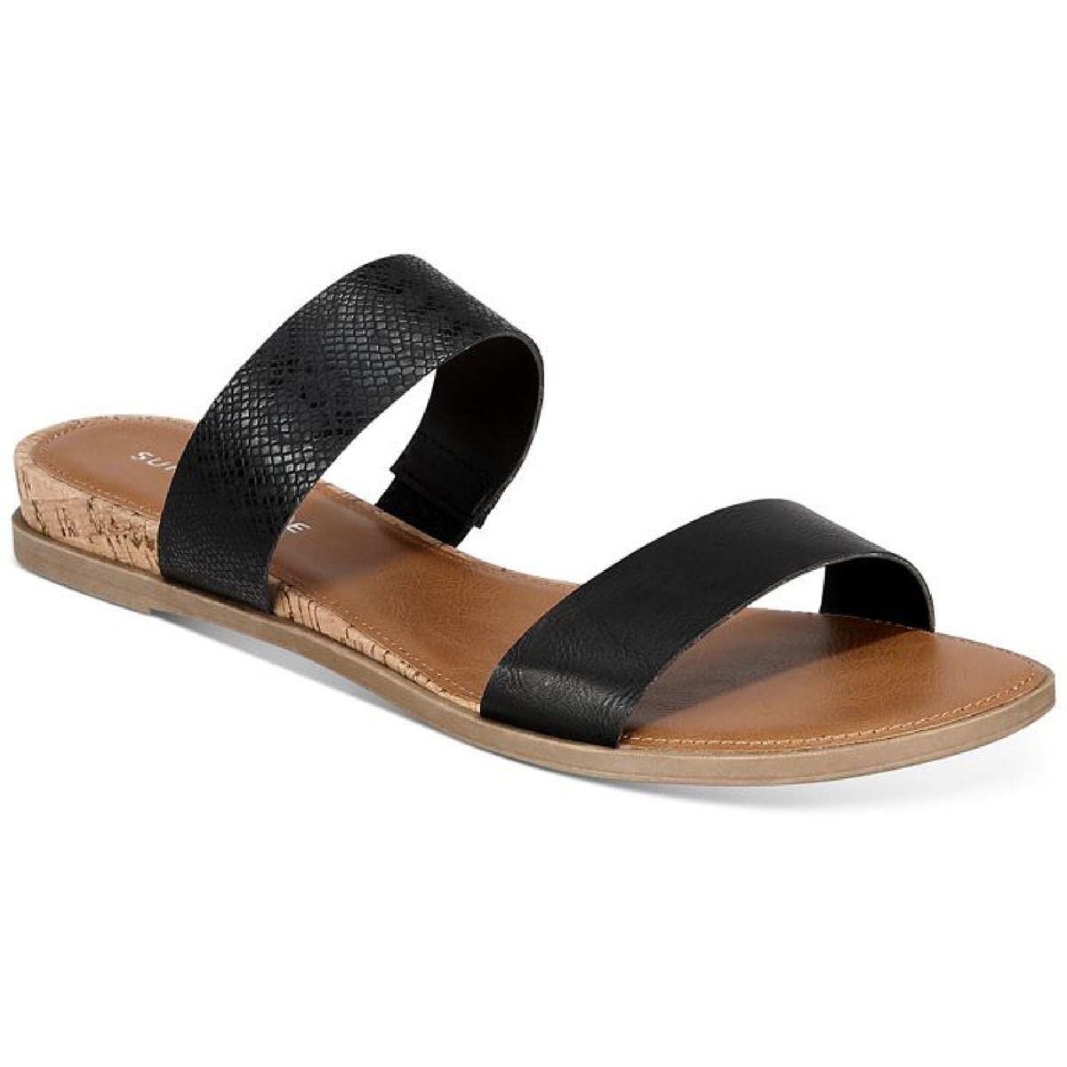 Sun + Stone Easten Slide Sandals, Created for Macy's Women's, Black, Size 5.5