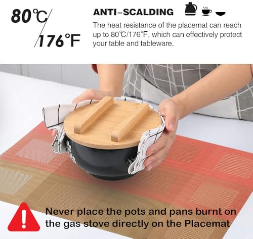 Image of Dribble PVC Placemats Set of 6 | Heat-Resistant, Washable, Waterproof Table Mats | Anti-Slip Dining Table Placemats for Kitchen & Home Decor - 45x30cm, Design -Pixel