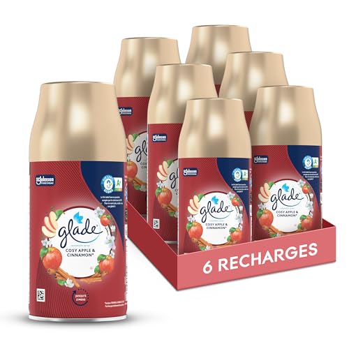 Glade Automatic Spray Recharges - Infusé Aux Huiles Essentielles - Jusqu'à 2 Mois De Parfum - Cosy Apple et Cinnamon - 6 Recharges