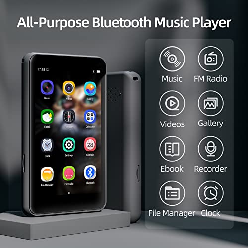 64G Mp3 Player With Bluetooth, Mp4/Story Player, Music Player, Supports Fm Radio Of High Volume Built-In Speaker, 4-Inch Lcd Full Touch Screen, E-Book, Micro Sd Card Slot Ups To 512Gb (Black) #TOP1