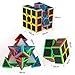 Carbon Fiber Sticker Speed Cube Set: 2x2x2 3x3x3 Pyramid Magic Cube Set, Puzzle Cube Toys Birthday Party Christmas Stocking Stuffers Gift for Kids