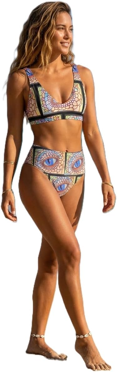 Marc-Anthony Collection Eye Candy High Waist Two Piece Swimsuit for Women - Multicolor