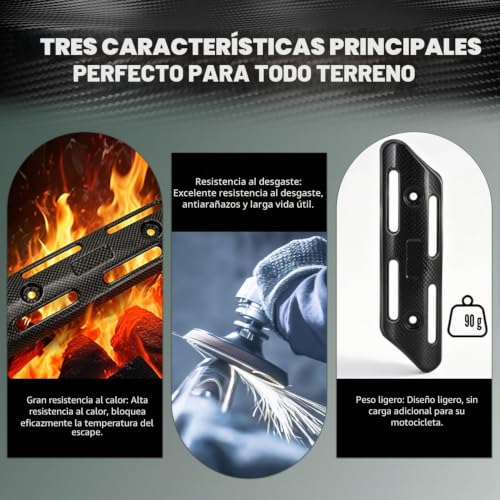 Escudo termico de escape para moto universal que evita quemaduras de piloto 2