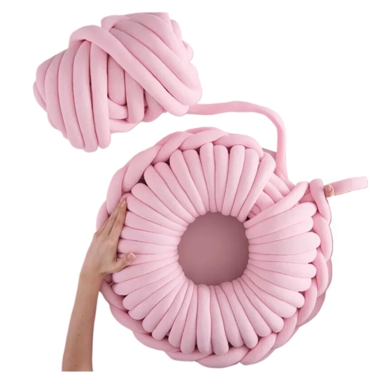 Gruba przędza bawełniana do robienia na drutach szydełka DIY Arm Knitting Multicolor(Pink 1kg)