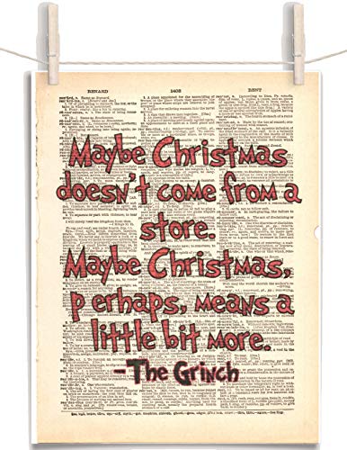 The Grinch Maybe Christmas Doesn't Come From A Store 8.5 x 11 Vintage Dictionary Page Unframed Art Print