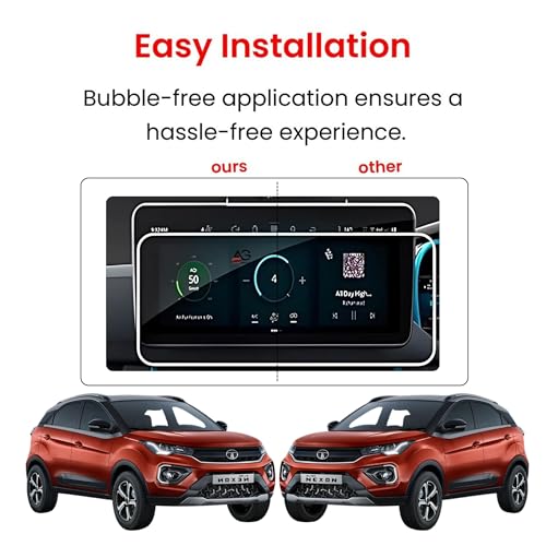 Image of Screen Guard For TATA NEXON 2023 | 10.25 INCH INFOTAINMENT [Round Corners] + STEERING + 10 INCH INSTRUMENT + AC PANEL Protector |Car Display Accessories [Not Tempered Glass]